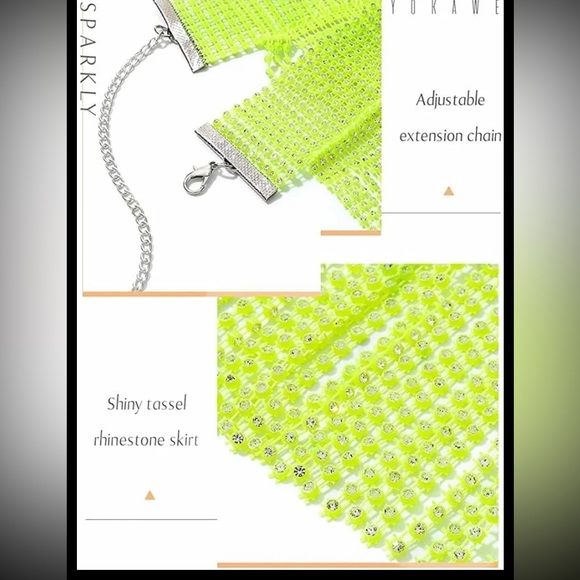 Zeelina Sparkly Rhinestone Tassel Skirt Belly Dance Hip  Crystal Rave - Picture 6 of 7